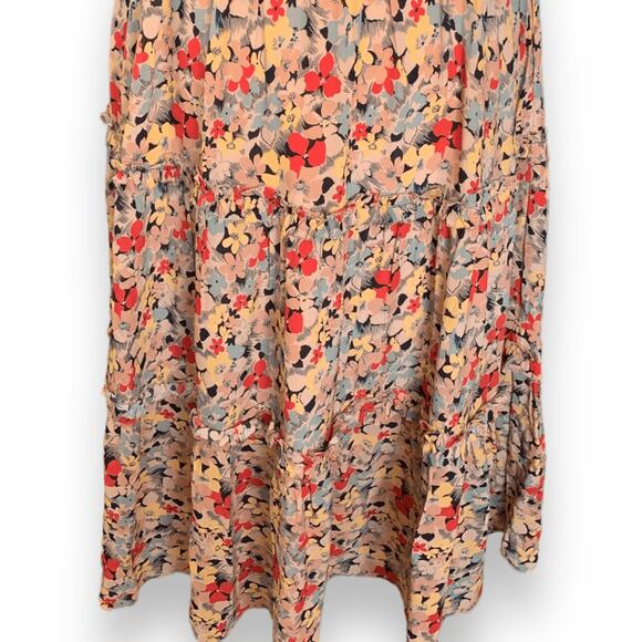 Sea New York Ensley Flutter Sleeve Silk Floral Midi Dress Yellow Ruffle Large - Picture 4 of 15